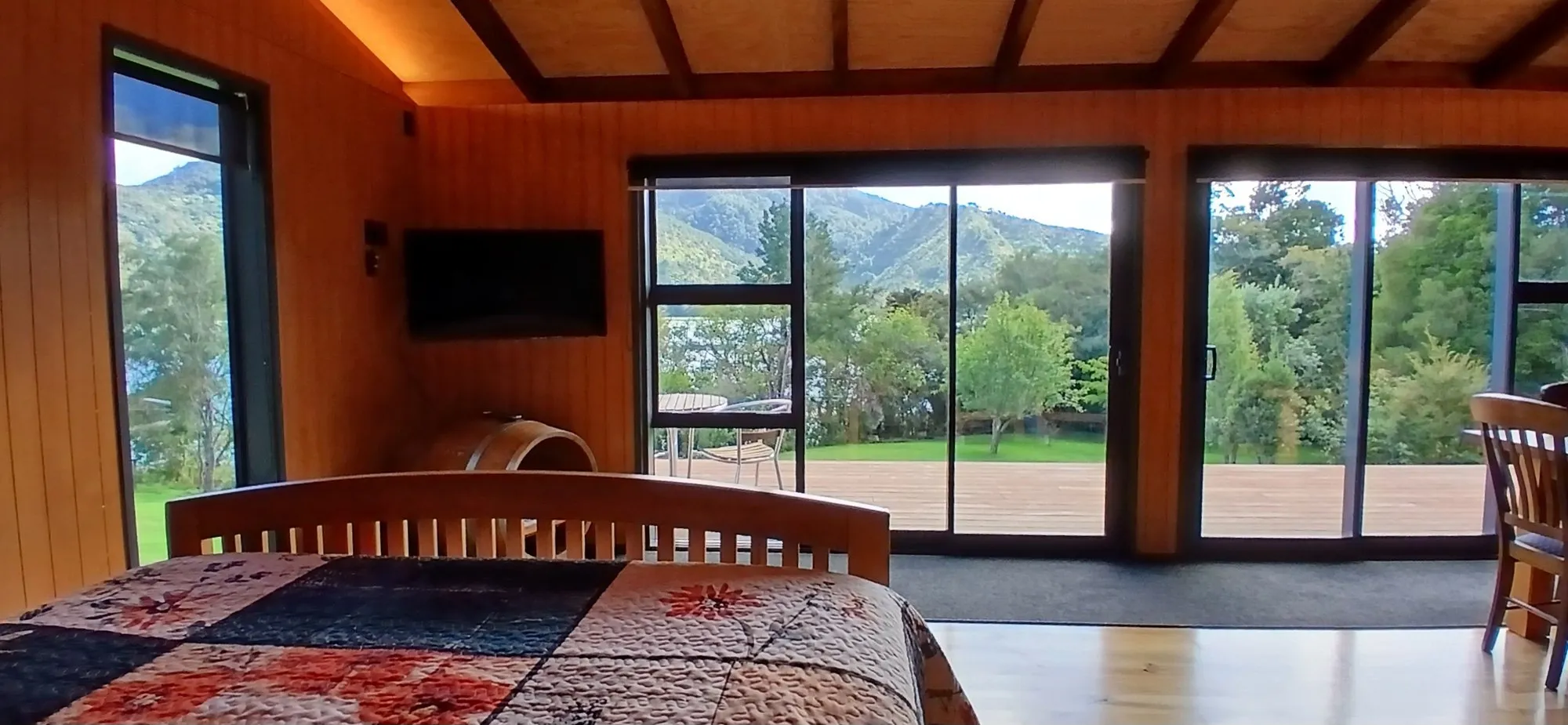 The outlook from the Queen studio across to the native forest trees